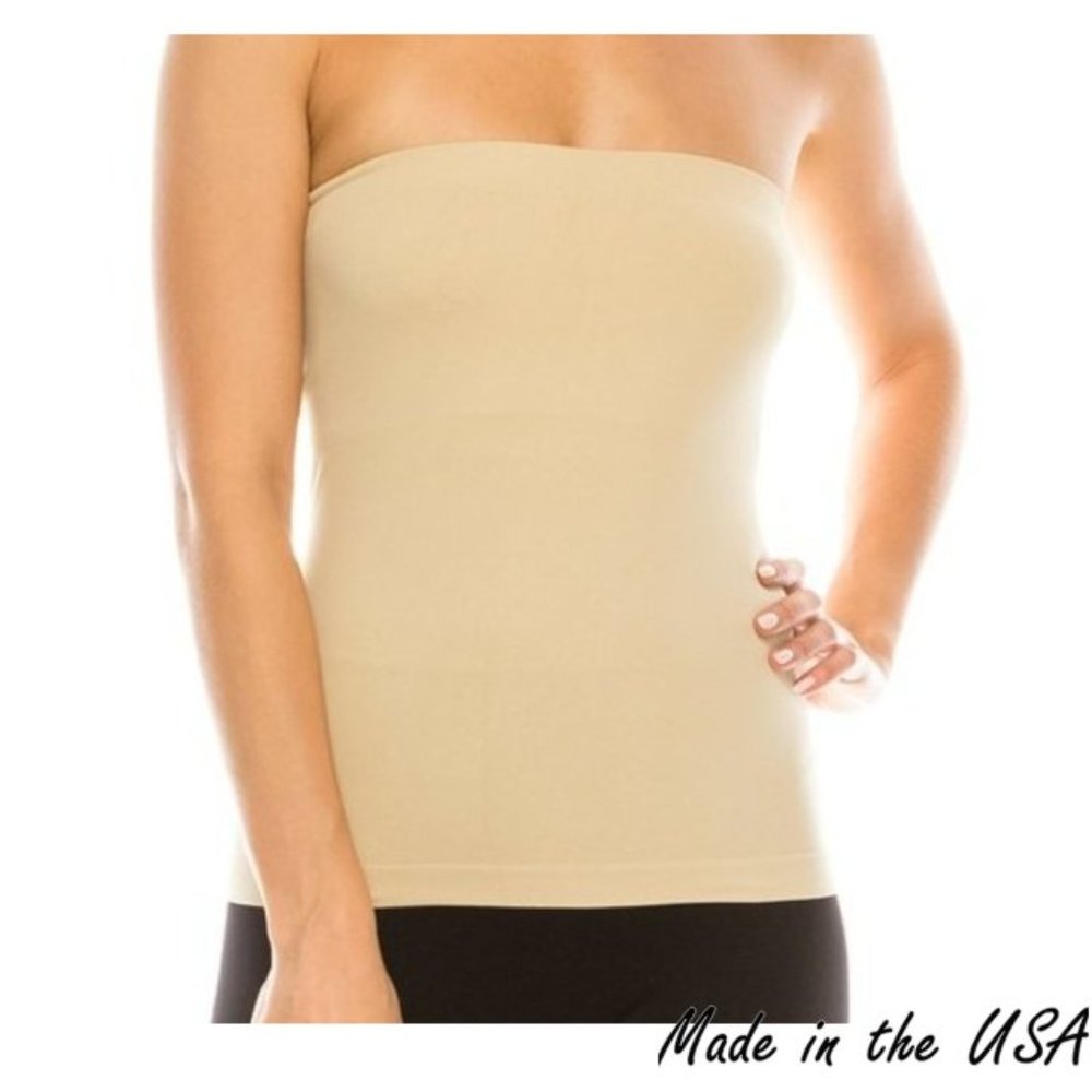 Tan Tube Top w/ Built in Shelf Bra